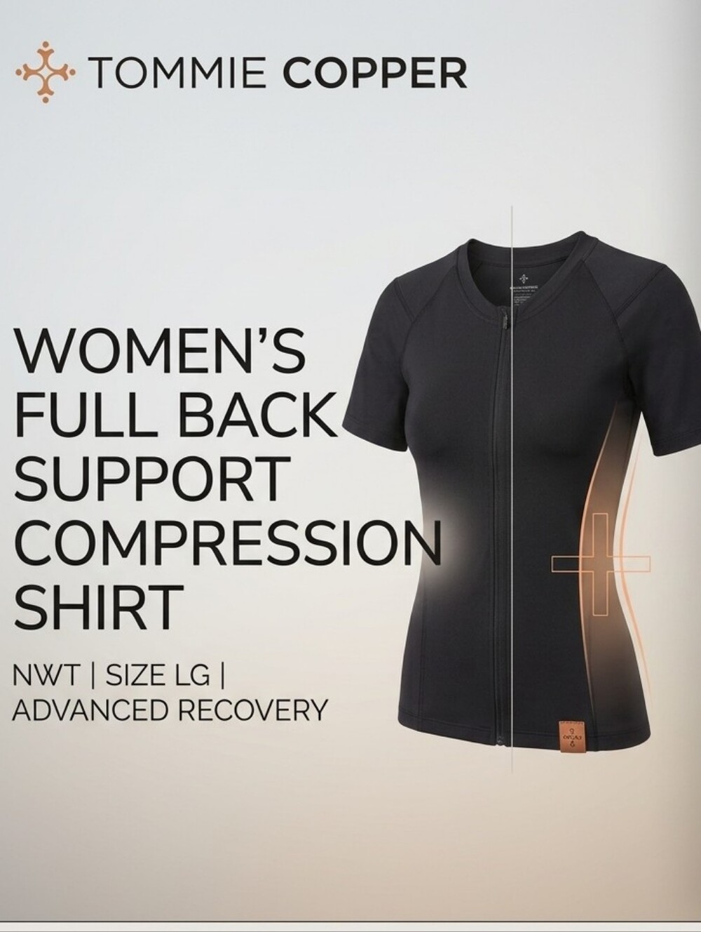 NWT Tommie Copper Women’s Full Back Support Compression Shirt – Size LG